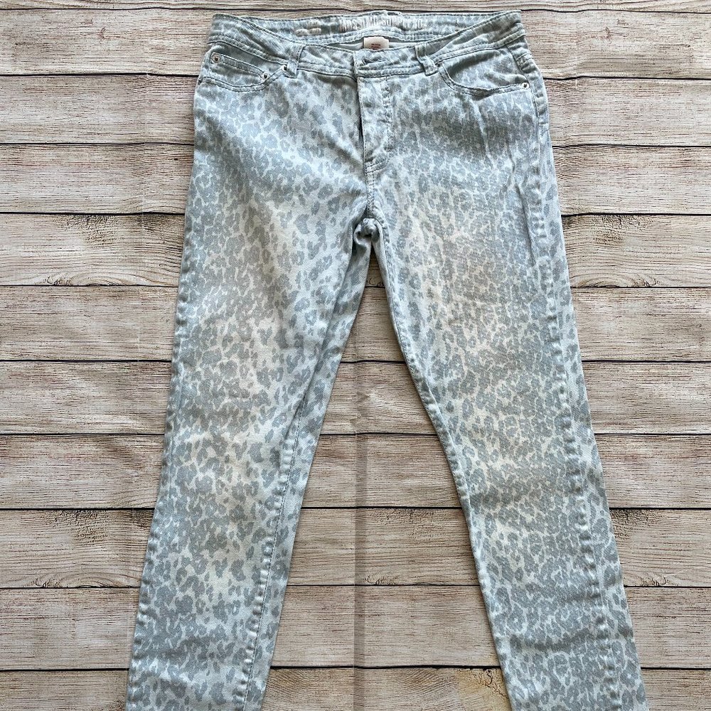 Mossimo Supply Co Women's Blue Skinny Jeans Sz 11 Animal Print Leopard